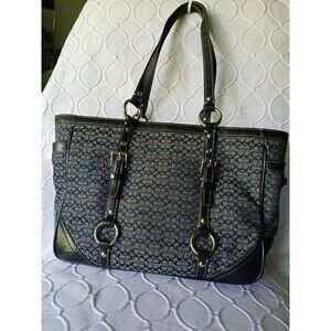 Coach Blue/Gray Signature Fabric Medium Double Handled SatchelTote D1049–Z15221